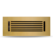 Floor Vent Cover / Register Size: 3” x 10” with Damper top faceplate outer size 12″x5″, thickness 5 mm, high-quality metal - cast aluminum brushed gold powder coated Re-paintable for floors, walls, and ceilings - Modern Linear  Design (VR 109)
