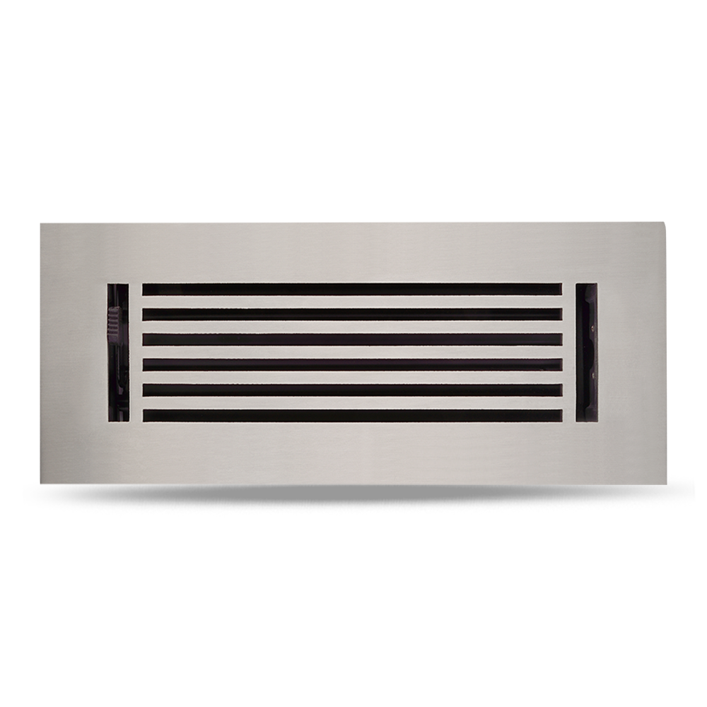 Floor Vent Cover / Register Size: 3” X 10” With Damper Top Faceplate Outer Size 12"x5", Thickness 5 Mm, High-Quality Metal – Cast Aluminum Powder Coated Re-Paintable For Floors, Walls, and Ceilings – Modern Linear Design (VR 109)