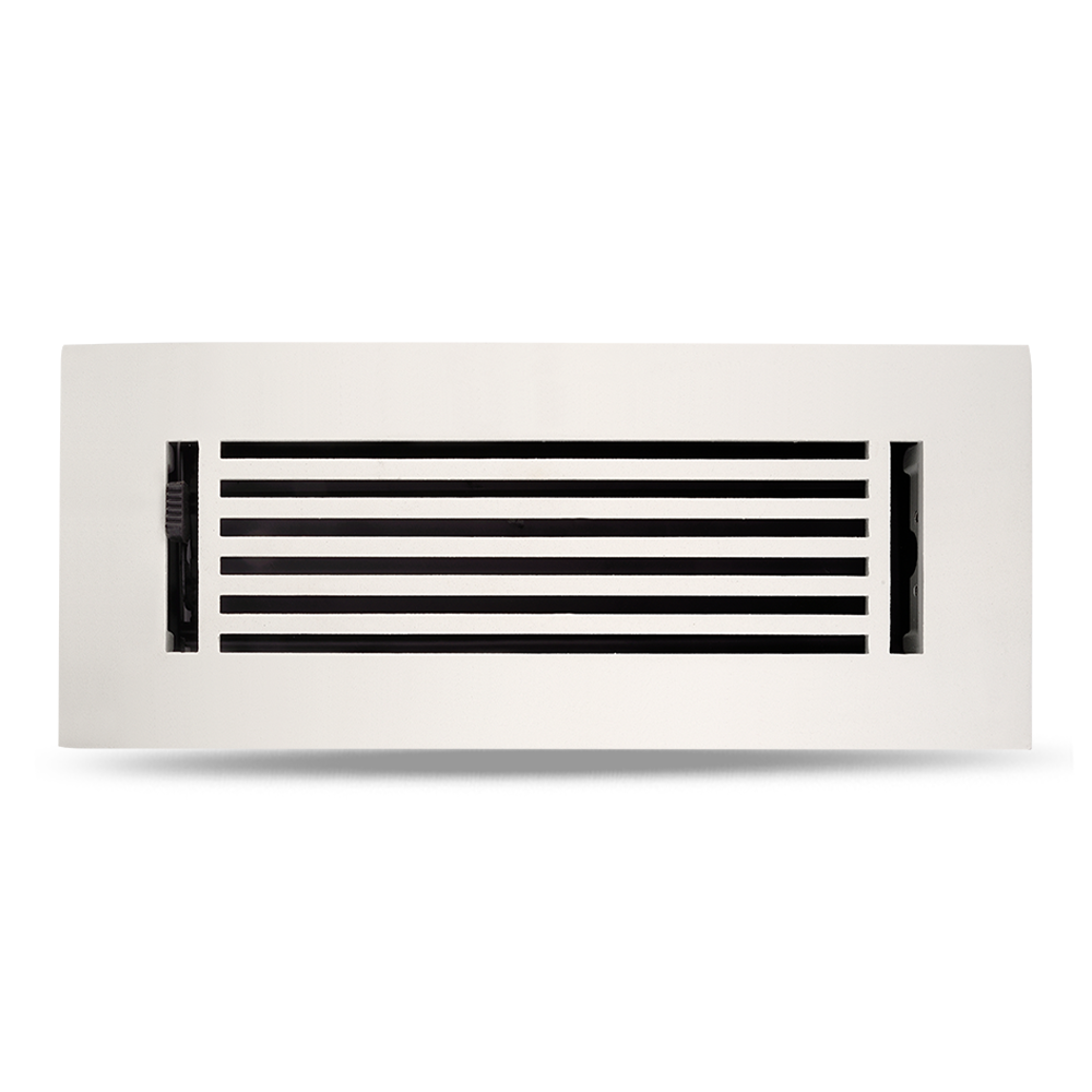 Floor Vent Cover / Register Size: 3” X 10” With Damper Top Faceplate Outer Size 12"x5", Thickness 5 Mm, High-Quality Metal – Cast Aluminum Powder Coated Re-Paintable For Floors, Walls, and Ceilings – Modern Linear Design (VR 109)