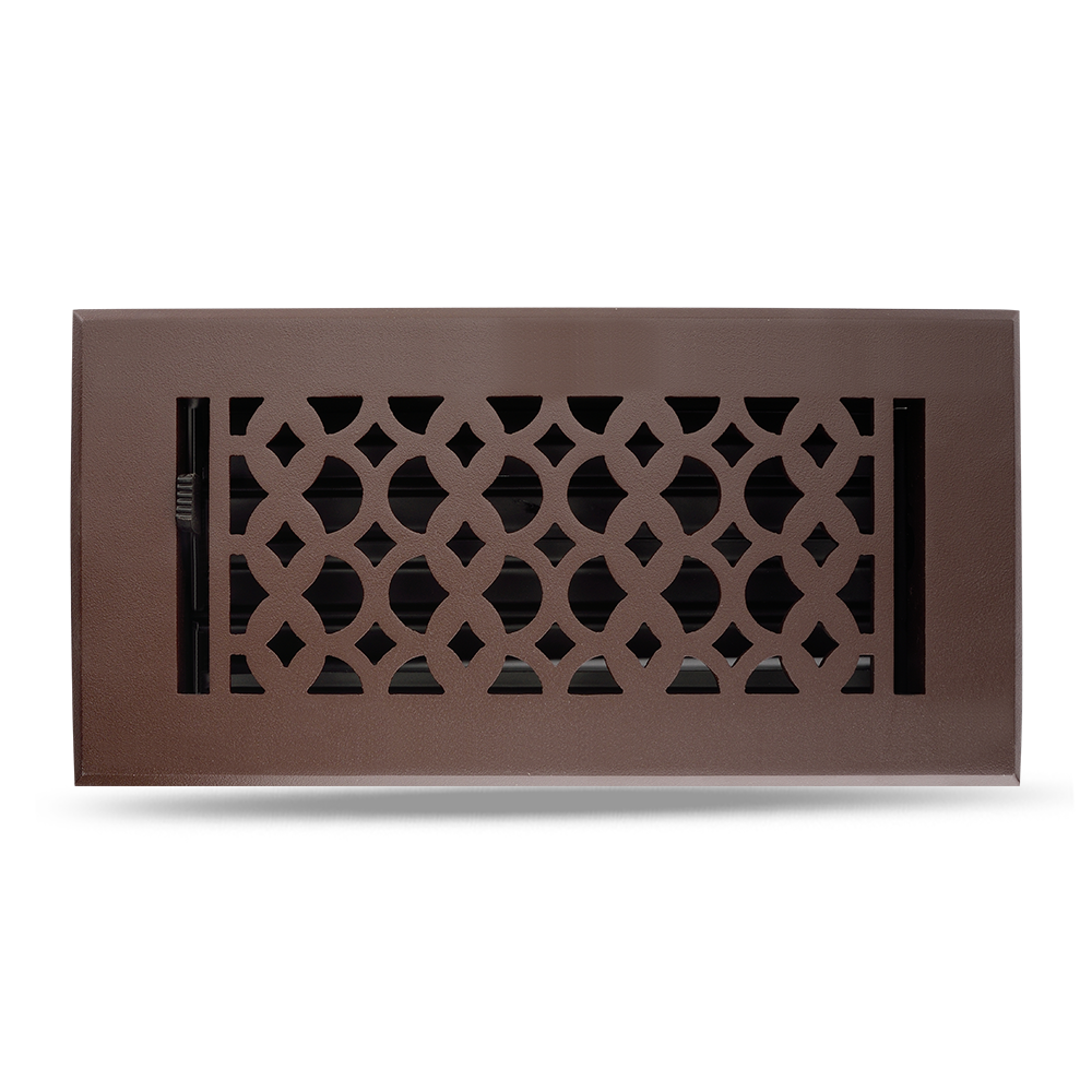 Floor Vent Cover / Register Size: 4” x 10” VR100 with Damper top faceplate outer size 6″ x 12″, thickness 5 mm, decorative high-quality metal – cast aluminum powder coated Re-paintable for floors, walls, and ceilings