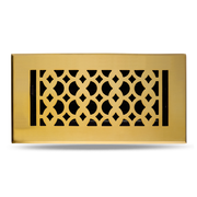 Floor Vent Cover / Register Size: 4” x 10” with Damper top faceplate outer size 6″ x 12″, thickness 5 mm, decorative high-quality metal-cast aluminum Brushed Gold Re-paintable for floors, walls, and ceilings – Elegant Tudor Mushroom Design (VR 100)