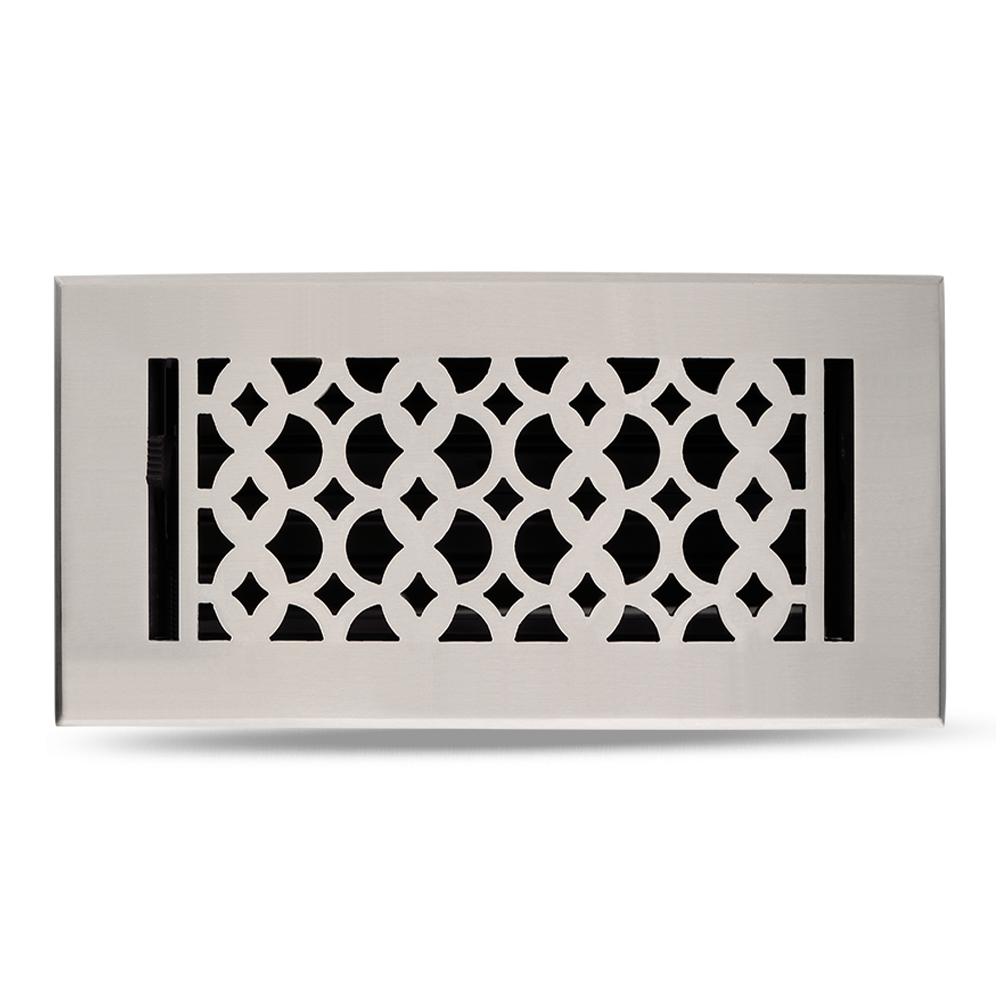 Floor Vent Cover / Register Size: 4” x 10” VR100 with Damper top faceplate outer size 6″ x 12″, thickness 5 mm, decorative high-quality metal – cast aluminum powder coated Re-paintable for floors, walls, and ceilings