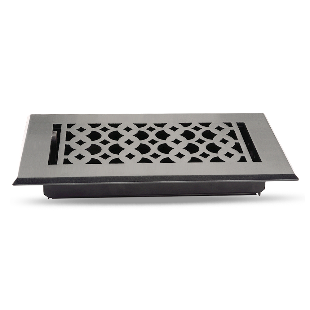 Floor Vent Cover / Register Size: 4” x 10” VR100 with Damper top faceplate outer size 6″ x 12″, thickness 5 mm, decorative high-quality metal – cast aluminum powder coated Re-paintable for floors, walls, and ceilings