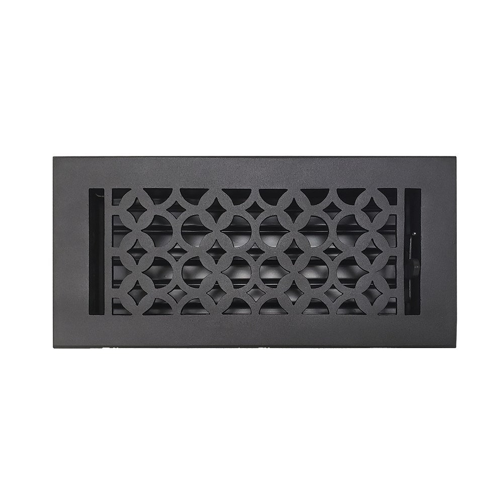 Floor Vent Cover / Register Size: 4” x 10” VR100 with Damper top faceplate outer size 6″ x 12″, thickness 5 mm, decorative high-quality metal – cast aluminum powder coated Re-paintable for floors, walls, and ceilings