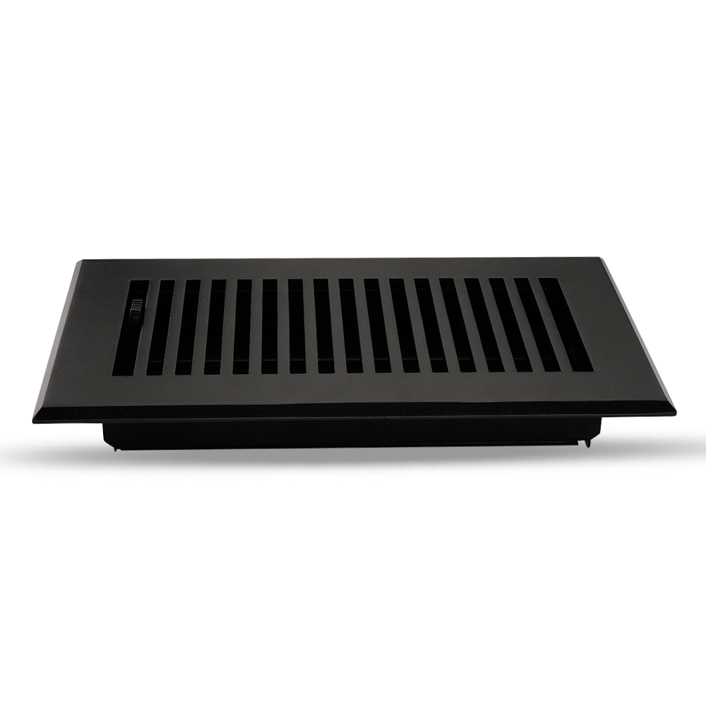 Floor Vent Cover / Register Size: 4” x 10” with Damper top faceplate outer size 6″ x 12″, thickness 5 mm, high-quality metal - cast aluminum powder coated Re-paintable for floors, walls, and ceilings - Modern and Contemporary Design (VR 102)
