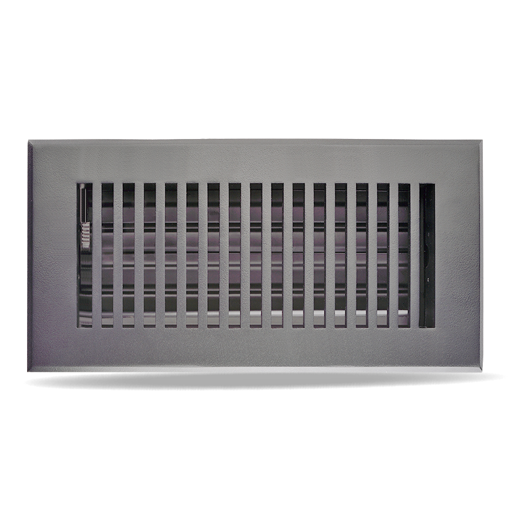 Floor Vent Cover / Register Size: 4” x 10” with Damper top faceplate outer size 6″ x 12″, thickness 5 mm, high-quality metal - cast aluminum powder coated Re-paintable for floors, walls, and ceilings - Modern and Contemporary Design (VR 102)