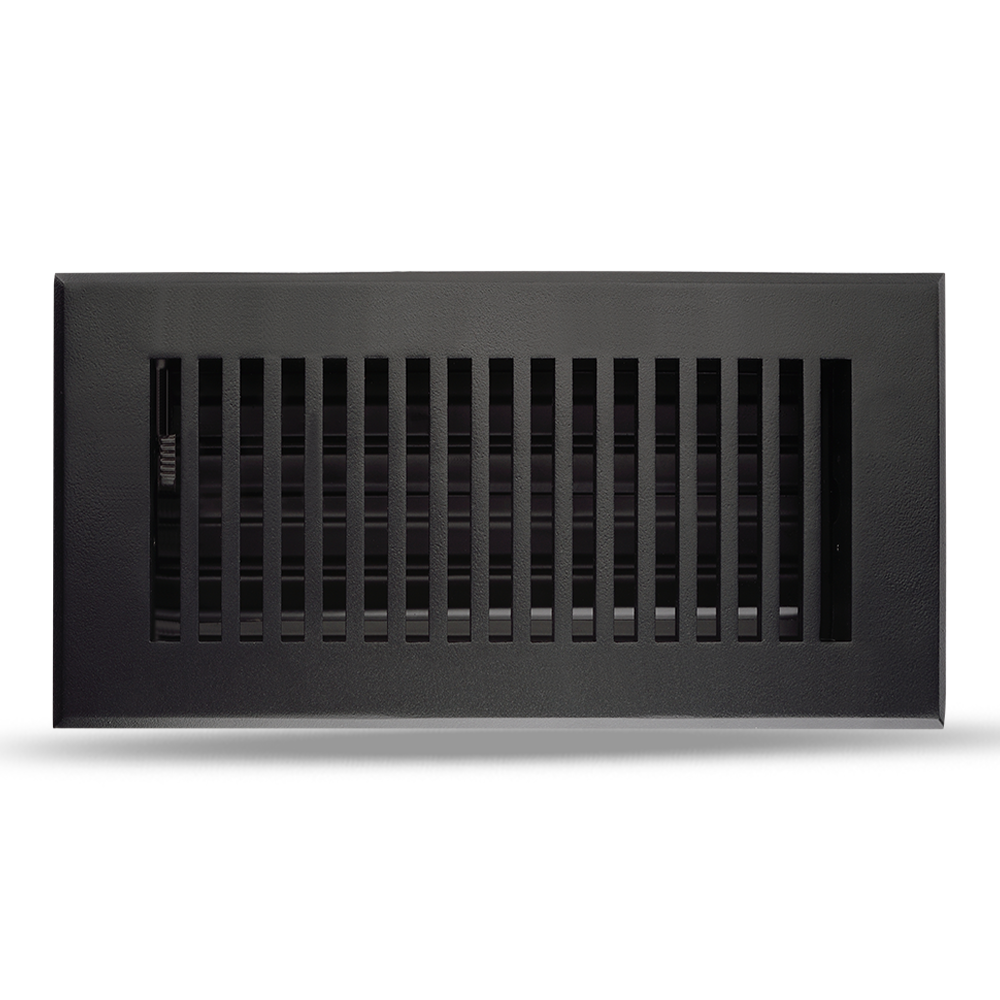 Floor Vent Cover / Register Size: 4” x 10” with Damper top faceplate outer size 6″ x 12″, thickness 5 mm, high-quality metal - cast aluminum powder coated Re-paintable for floors, walls, and ceilings - Modern and Contemporary Design (VR 102)