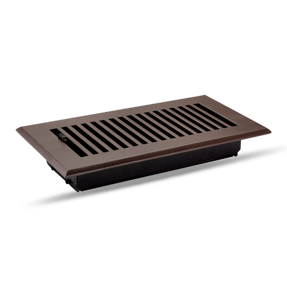 Floor Vent Cover / Register Size: 4” x 10” with Damper top faceplate outer size 6″ x 12″, thickness 5 mm, high-quality metal - cast aluminum powder coated Re-paintable for floors, walls, and ceilings - Modern and Contemporary Design (VR 102)
