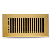 Floor Vent Cover / Register Size: 4” x 10” with Damper top faceplate outer size 6″ x 12″, thickness 5 mm, high-quality metal – cast aluminum brushed gold powder coated Re-paintable for floors, walls, and ceilings – Modern and Contemporary Design (VR 102)
