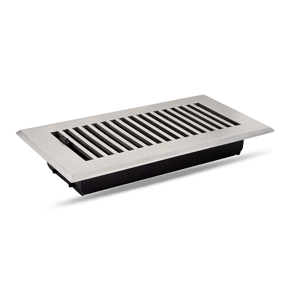 Floor Vent Cover / Register Size: 4” x 10” with Damper top faceplate outer size 6″ x 12″, thickness 5 mm, high-quality metal - cast aluminum powder coated Re-paintable for floors, walls, and ceilings - Modern and Contemporary Design (VR 102)