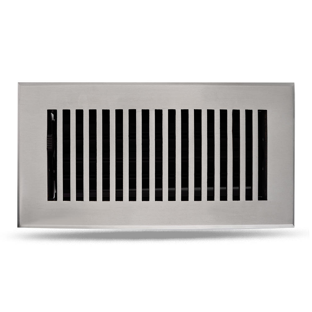 Floor Vent Cover / Register Size: 4” x 10” with Damper top faceplate outer size 6″ x 12″, thickness 5 mm, high-quality metal - cast aluminum powder coated Re-paintable for floors, walls, and ceilings - Modern and Contemporary Design (VR 102)
