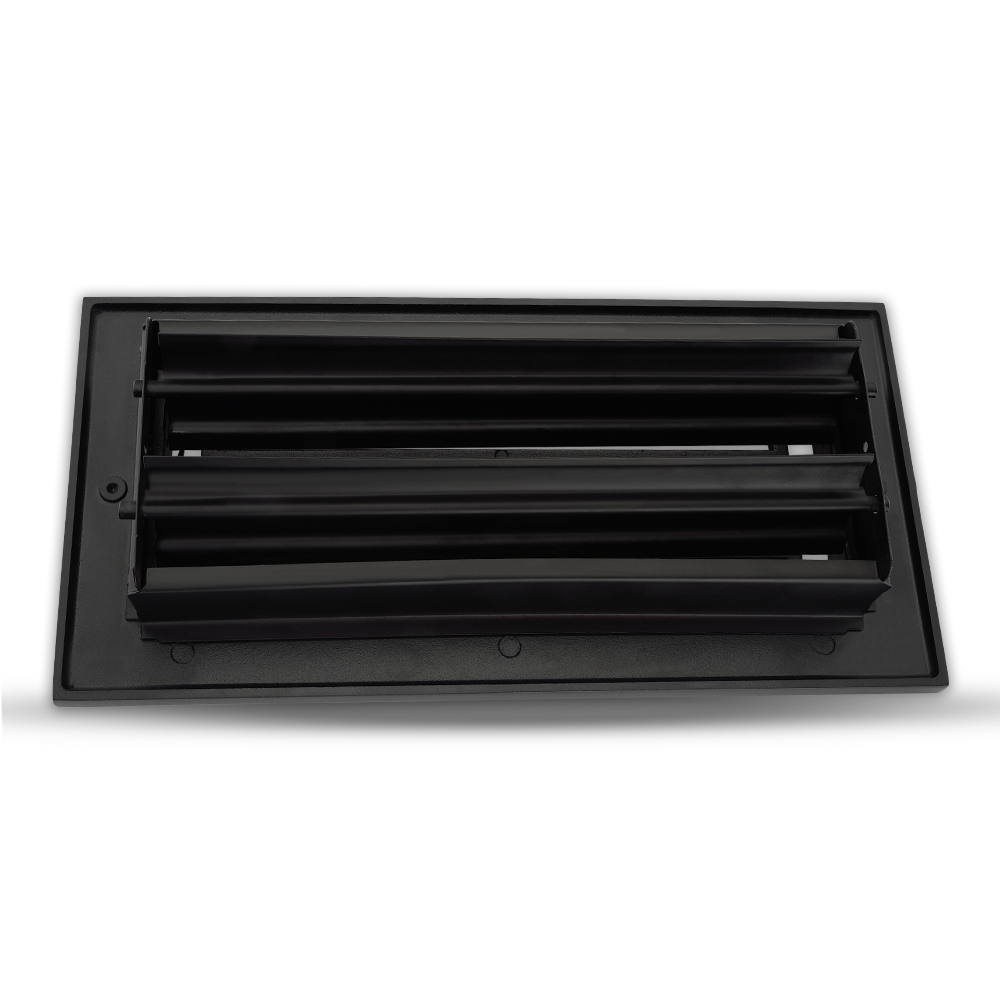 Floor Vent Cover / Register Size: 4” x 10” with Damper top faceplate outer size 6″ x 12”, thickness 5 mm, high-quality metal – cast aluminum powder coated Re-paintable for floors, walls, and ceilings – Modern Linear Design (VR 109)