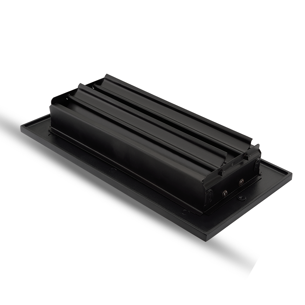 Floor Vent Cover / Register Size: 4” x 10” with Damper top faceplate outer size 6″ x 12”, thickness 5 mm, high-quality metal – cast aluminum powder coated Re-paintable for floors, walls, and ceilings – Modern Linear Design (VR 109)