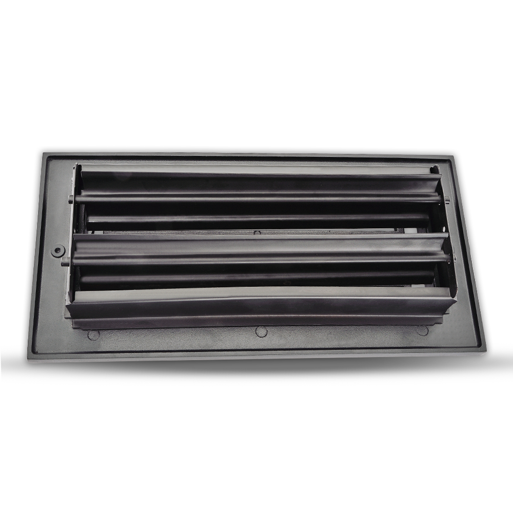 Floor Vent Cover / Register Size: 4” x 10” with Damper top faceplate outer size 6″ x 12”, thickness 5 mm, high-quality metal – cast aluminum powder coated Re-paintable for floors, walls, and ceilings – Modern Linear Design (VR 109)