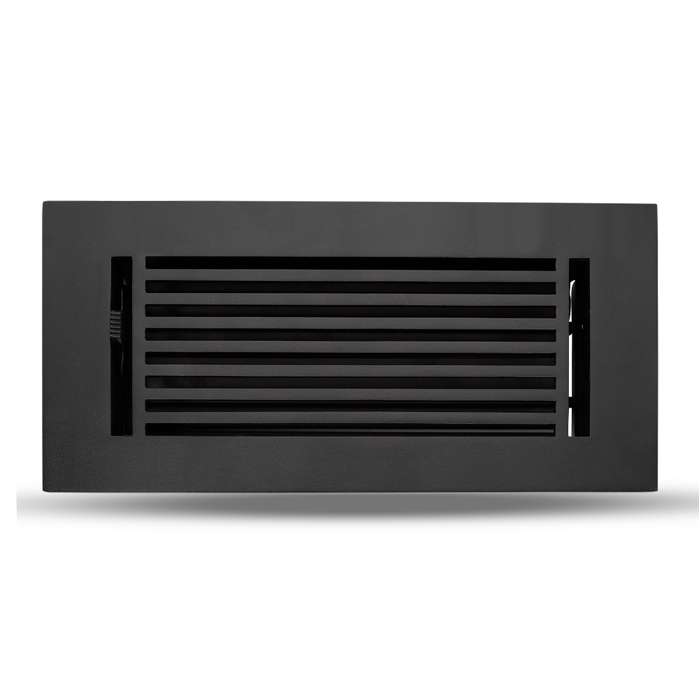 Floor Vent Cover / Register Size: 4” x 10” with Damper top faceplate outer size 6″ x 12”, thickness 5 mm, high-quality metal – cast aluminum powder coated Re-paintable for floors, walls, and ceilings – Modern Linear Design (VR 109)