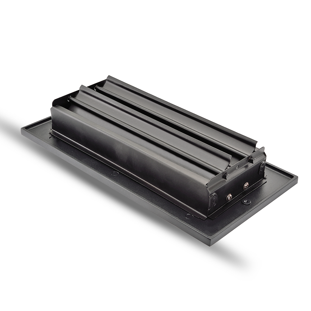 Floor Vent Cover / Register Size: 4” x 10” with Damper top faceplate outer size 6″ x 12”, thickness 5 mm, high-quality metal – cast aluminum powder coated Re-paintable for floors, walls, and ceilings – Modern Linear Design (VR 109)