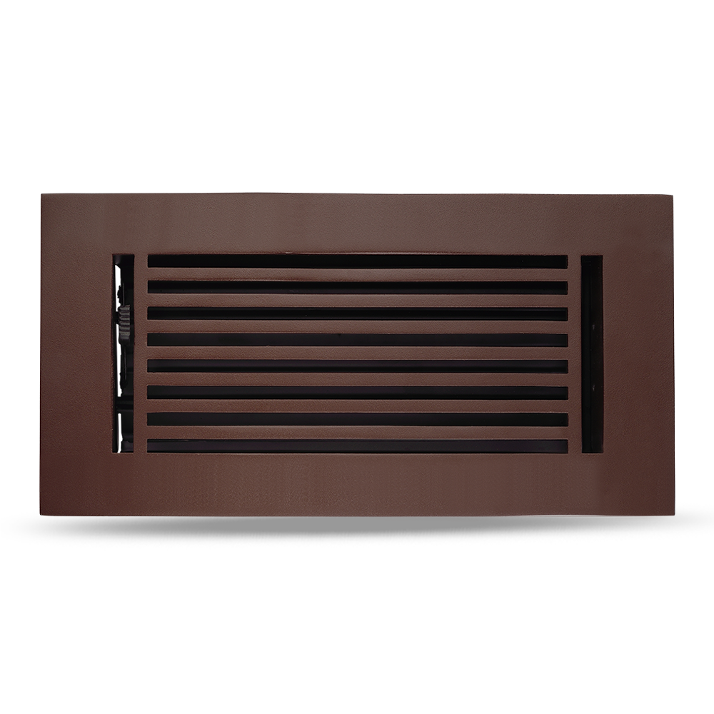 Floor Vent Cover / Register Size: 4” x 10” with Damper top faceplate outer size 6″ x 12”, thickness 5 mm, high-quality metal – cast aluminum powder coated Re-paintable for floors, walls, and ceilings – Modern Linear Design (VR 109)