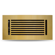 Floor Vent Cover / Register Size: 4” x 10” with Damper top faceplate outer size 6″ x 12”, thickness 5 mm, high-quality metal – cast aluminum brushed gold powder coated Re-paintable for floors, walls, and ceilings – Modern Linear Design (VR 109)