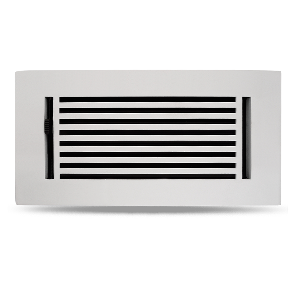 Floor Vent Cover / Register Size: 4” x 10” with Damper top faceplate outer size 6″ x 12”, thickness 5 mm, high-quality metal – cast aluminum powder coated Re-paintable for floors, walls, and ceilings – Modern Linear Design (VR 109)