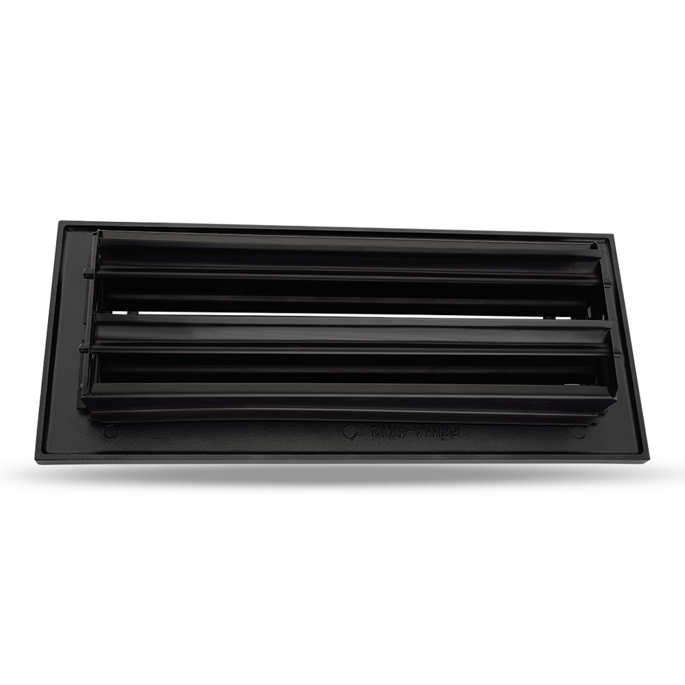 Floor Vent Cover / Register Size: 4” x 12” VR109 with Damper top faceplate outer size 6″ x 14”, thickness 5 mm, high-quality metal – cast aluminum powder coated Re-paintable for floors, walls, and ceilings