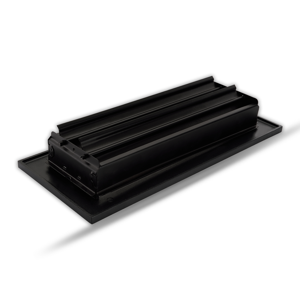 Floor Vent Cover / Register Size: 4” x 12” VR109 with Damper top faceplate outer size 6″ x 14”, thickness 5 mm, high-quality metal – cast aluminum powder coated Re-paintable for floors, walls, and ceilings