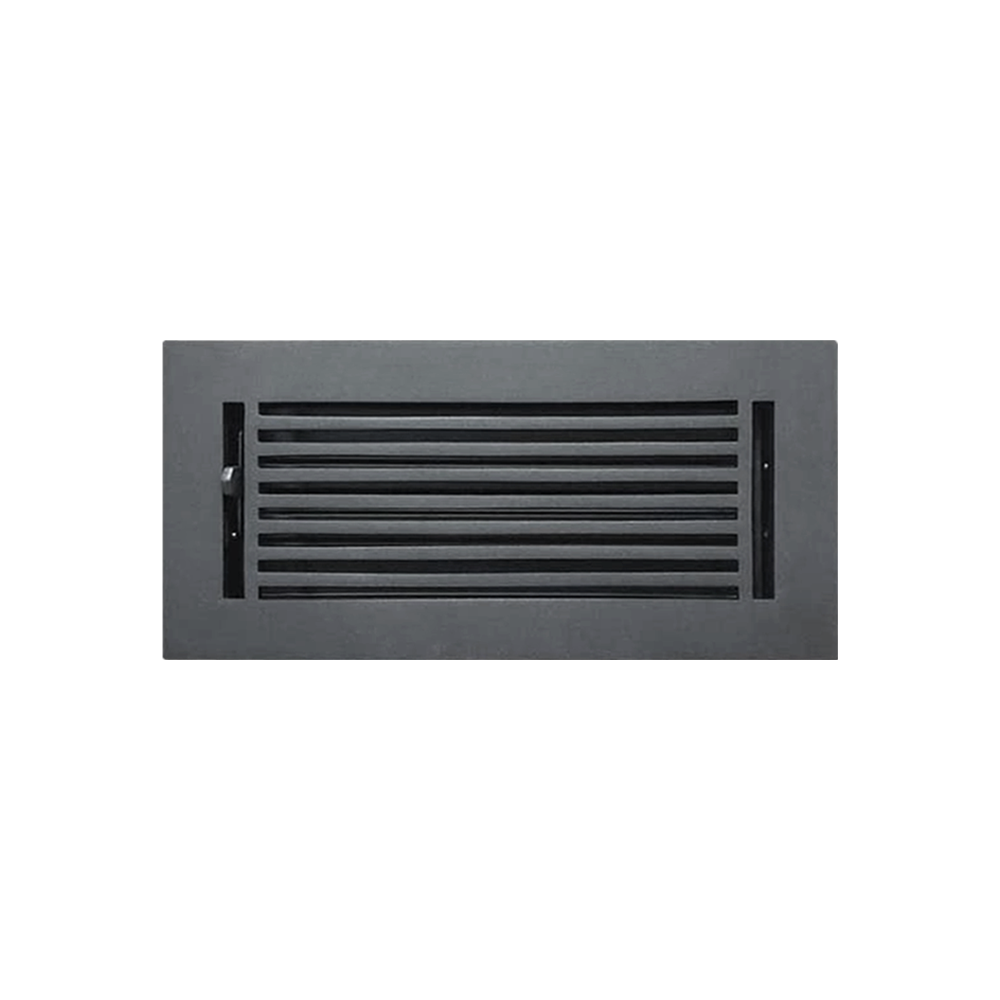 Floor Vent Cover / Register Size: 4” x 12” VR109 with Damper top faceplate outer size 6″ x 14”, thickness 5 mm, high-quality metal – cast aluminum powder coated Re-paintable for floors, walls, and ceilings