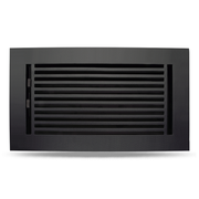 Floor Vent Cover / Register Size: 6” x 10” with Damper top faceplate outer size 8″ x 12”, thickness 5 mm, high-quality metal - cast aluminum black powder coated Re-paintable for floors, walls, and ceilings - Modern Linear  Design (VR 109)