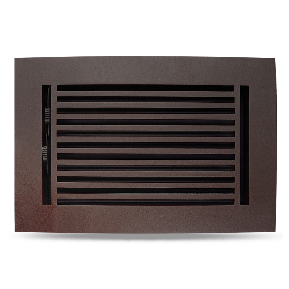 Floor Vent Cover / Register Size: 6” x 12” with Damper top faceplate outer size 8″ x 14”, thickness 5 mm, high-quality metal - cast aluminum brown powder coated Re-paintable for floors, walls, and ceilings - Modern Linear  Design (VR 109)