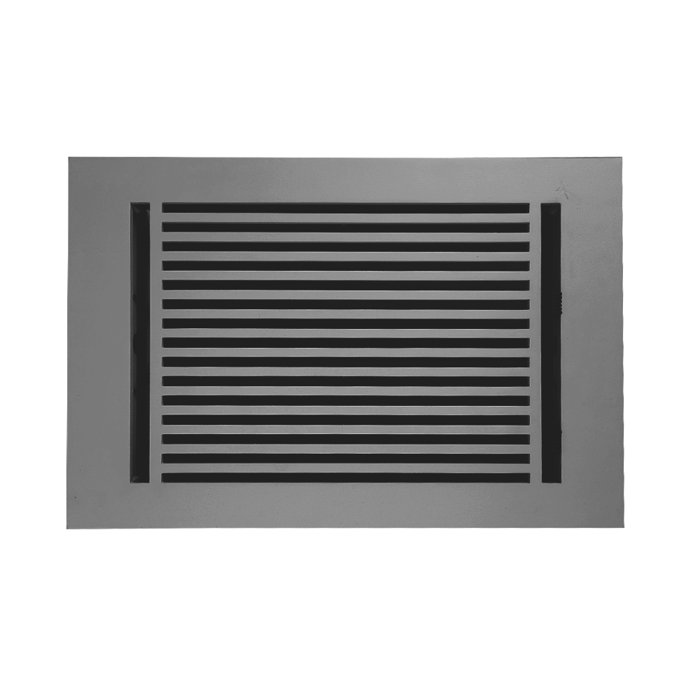 Floor Vent Cover / Register Size: 8” x 10” with Damper top faceplate outer size 10″ x 12”, thickness 5 mm, high-quality metal - cast aluminum black  powder coated Re-paintable for floors, walls, and ceilings - Modern Linear  Design (VR 109)