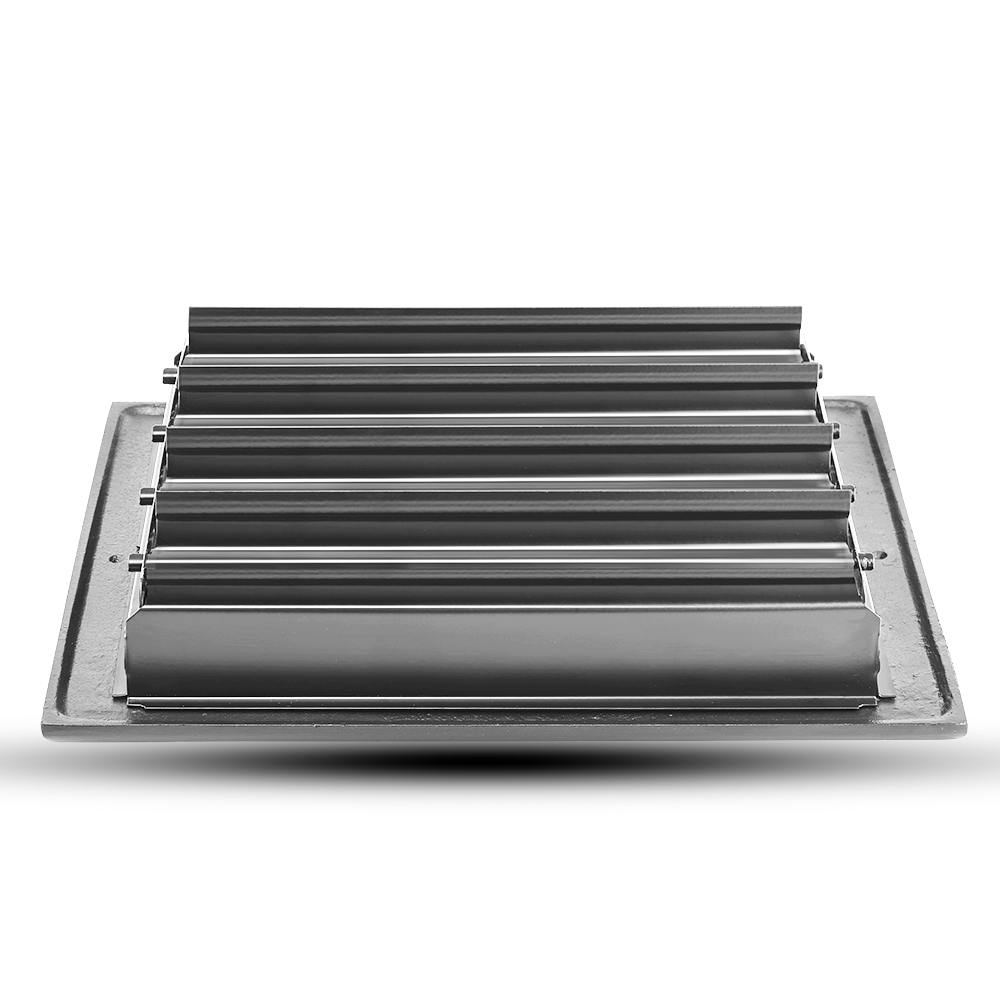 Floor Vent Cover / Register Size: 8” x 10” VR100 with Damper top faceplate outer size 9-1/4″ X 11-3/4″, thickness 5 mm, decorative handcrafted high-quality metal – cast aluminum powder coated Re-paintable for floors, walls, and ceilings