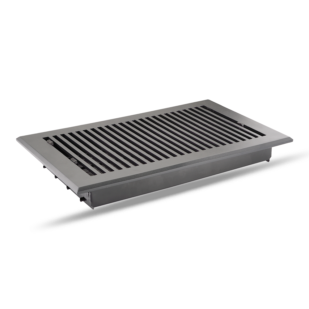 Floor Vent Cover / Register Size: 8” x 14” with Damper top faceplate outer size 10″ x 16″, thickness 5 mm, high-quality metal - cast aluminum powder coated Re-paintable for floors, walls, and ceilings - Modern and Contemporary Design (VR 102)