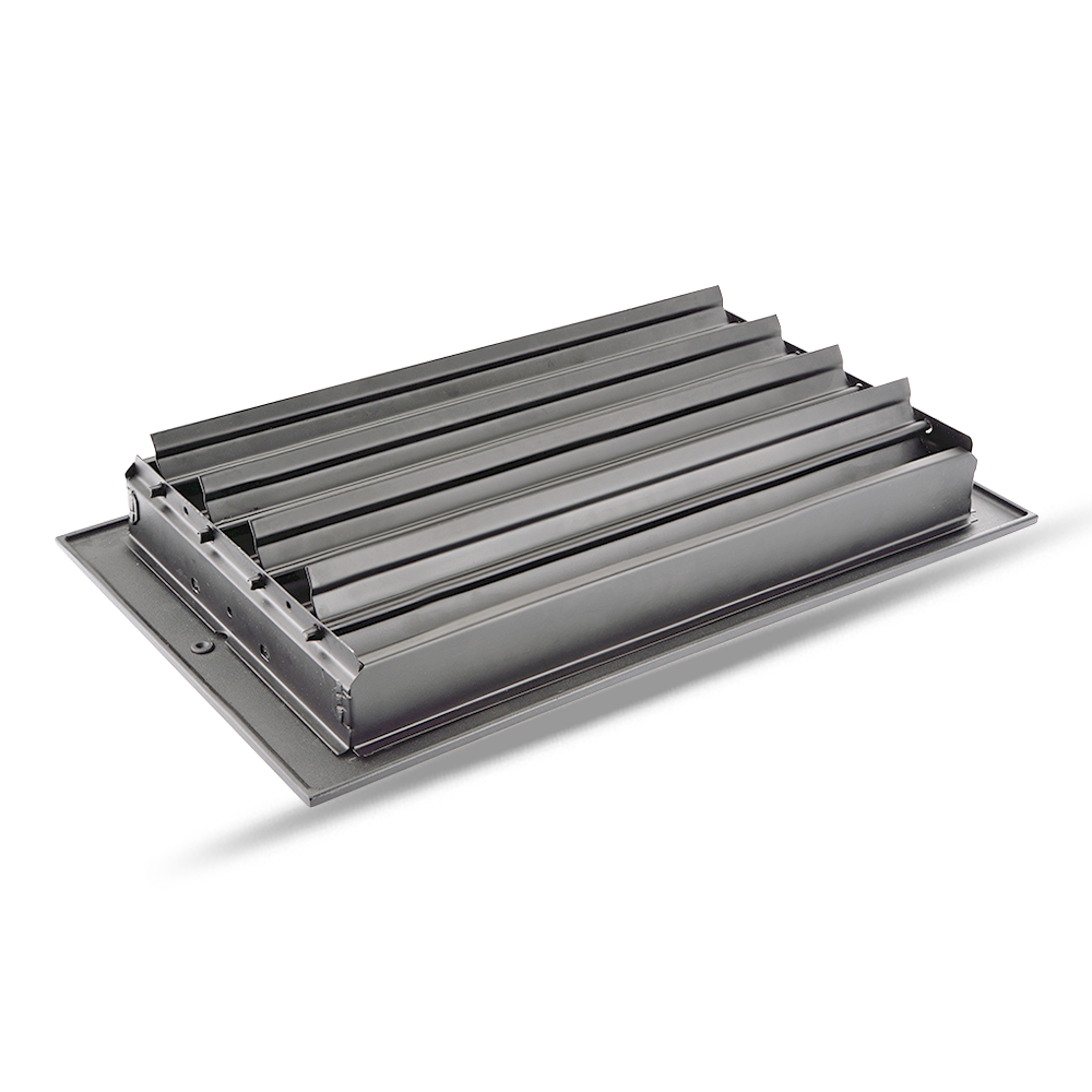Floor Vent Cover / Register Size: 8” x 14” with Damper top faceplate outer size 10″ x 16″, thickness 5 mm, high-quality metal - cast aluminum powder coated Re-paintable for floors, walls, and ceilings - Modern and Contemporary Design (VR 102)