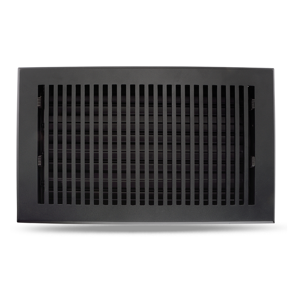 Floor Vent Cover / Register Size: 8” x 14” with Damper top faceplate outer size 10″ x 16″, thickness 5 mm, high-quality metal - cast aluminum powder coated Re-paintable for floors, walls, and ceilings - Modern and Contemporary Design (VR 102)