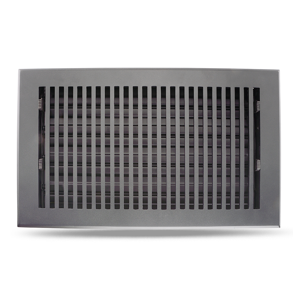 Floor Vent Cover / Register Size: 8” x 14” with Damper top faceplate outer size 10″ x 16″, thickness 5 mm, high-quality metal - cast aluminum powder coated Re-paintable for floors, walls, and ceilings - Modern and Contemporary Design (VR 102)