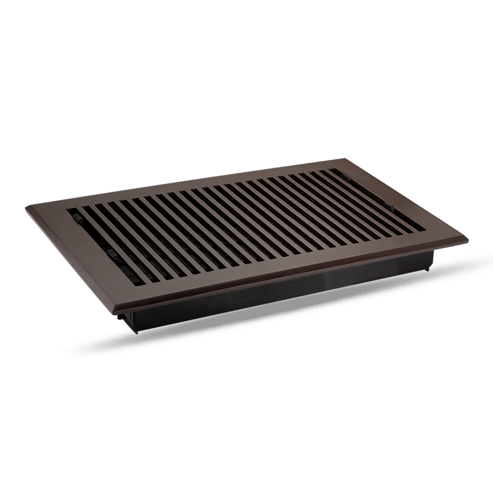Floor Vent Cover / Register Size: 8” x 14” with Damper top faceplate outer size 10″ x 16″, thickness 5 mm, high-quality metal - cast aluminum powder coated Re-paintable for floors, walls, and ceilings - Modern and Contemporary Design (VR 102)