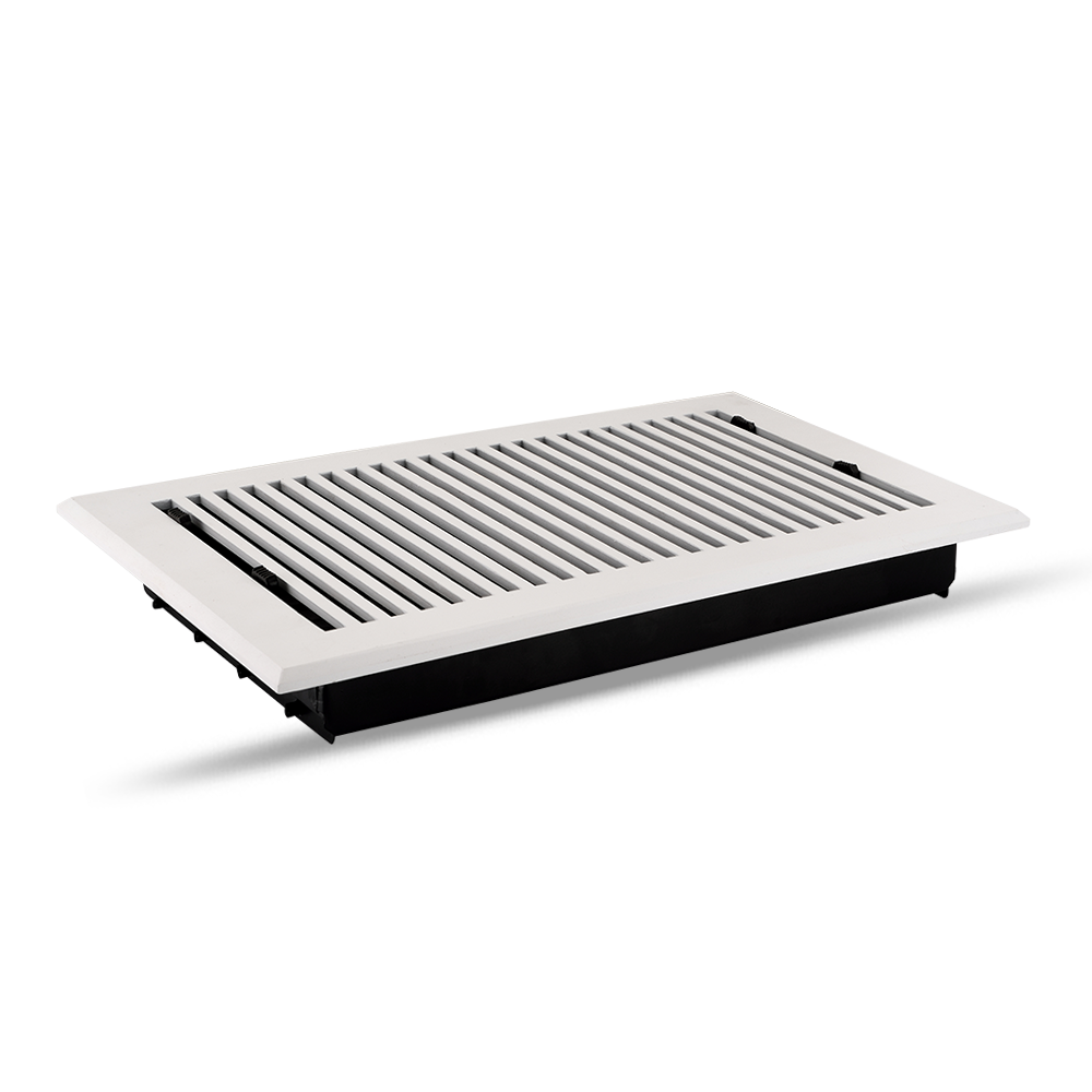 Floor Vent Cover / Register Size: 8” x 14” with Damper top faceplate outer size 10″ x 16″, thickness 5 mm, high-quality metal - cast aluminum powder coated Re-paintable for floors, walls, and ceilings - Modern and Contemporary Design (VR 102)