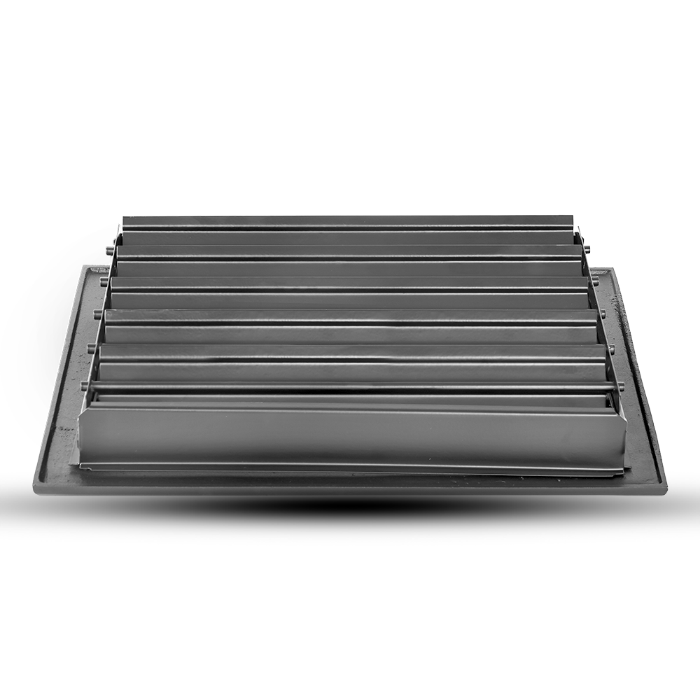 Floor Vent Cover / Register Size: 9” x 12” VR100 with Damper top faceplate outer size 10.5″ x 14″, thickness 5 mm, decorative handcrafted high-quality metal – cast aluminum powder coated Re-paintable for floors, walls, and ceilings