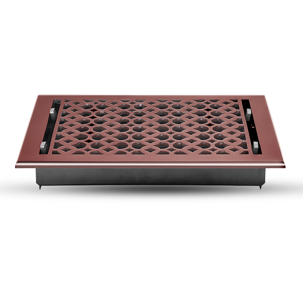 Floor Vent Cover / Register Size: 9” x 12” VR100 with Damper top faceplate outer size 10.5″ x 14″, thickness 5 mm, decorative handcrafted high-quality metal – cast aluminum powder coated Re-paintable for floors, walls, and ceilings
