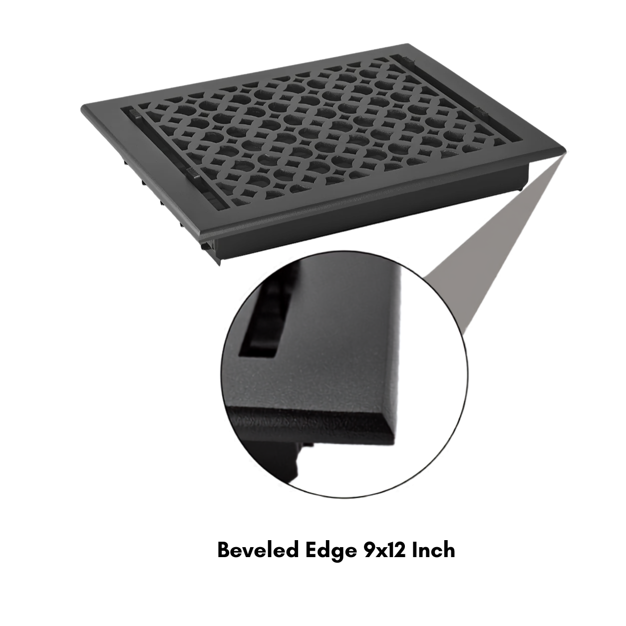 Floor register zoom in of beveled edge 