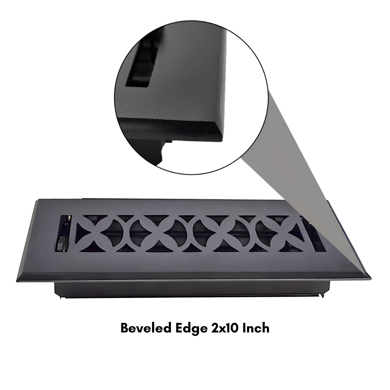 Cast Iron Floor Register 2" x 10” with Damper, Tudor Mushroom Design Vent Cover VR100