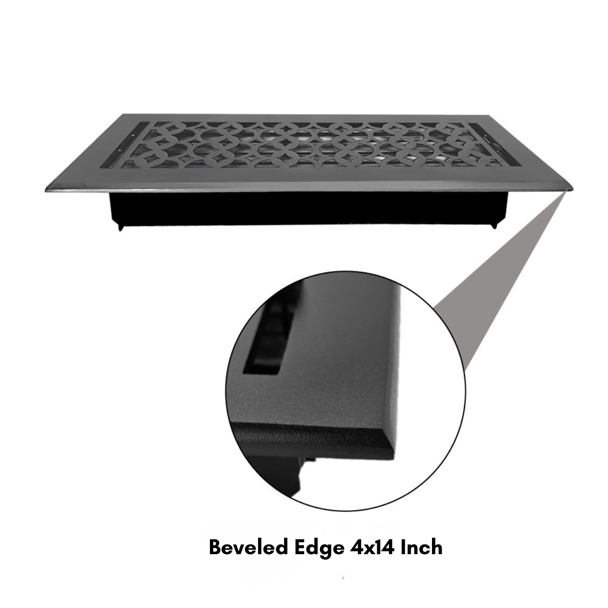Cast Iron Floor Register 4" x 14” with Damper, Tudor Mushroom Design Vent Cover VR100