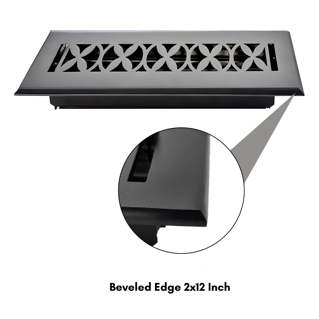 Cast Iron Floor Register 2" x 12” with Damper, Tudor Mushroom Design Vent Cover VR100