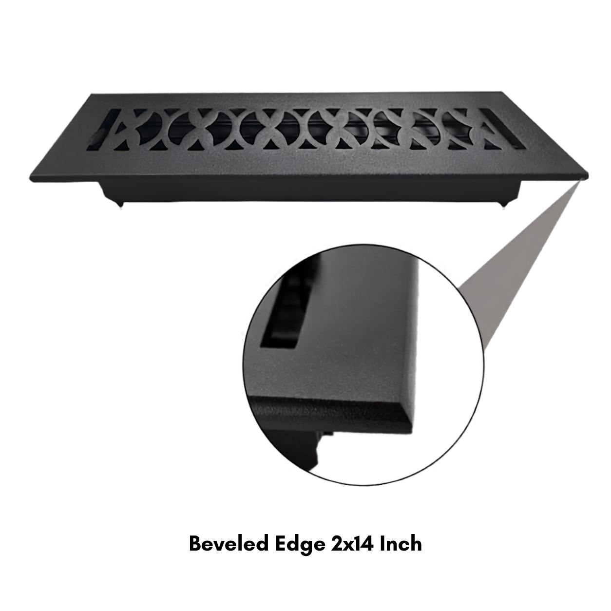 Cast Iron Floor Register 2" x 14” with Damper, Tudor Mushroom Design Vent Cover VR100