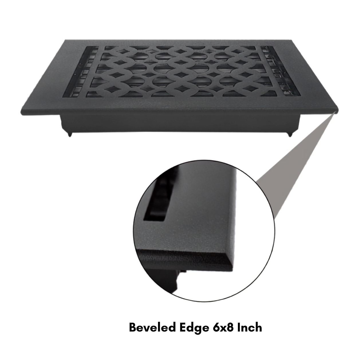 Cast Iron Floor Register 6" x 8” with Damper, Tudor Mushroom Design Vent Cover VR100