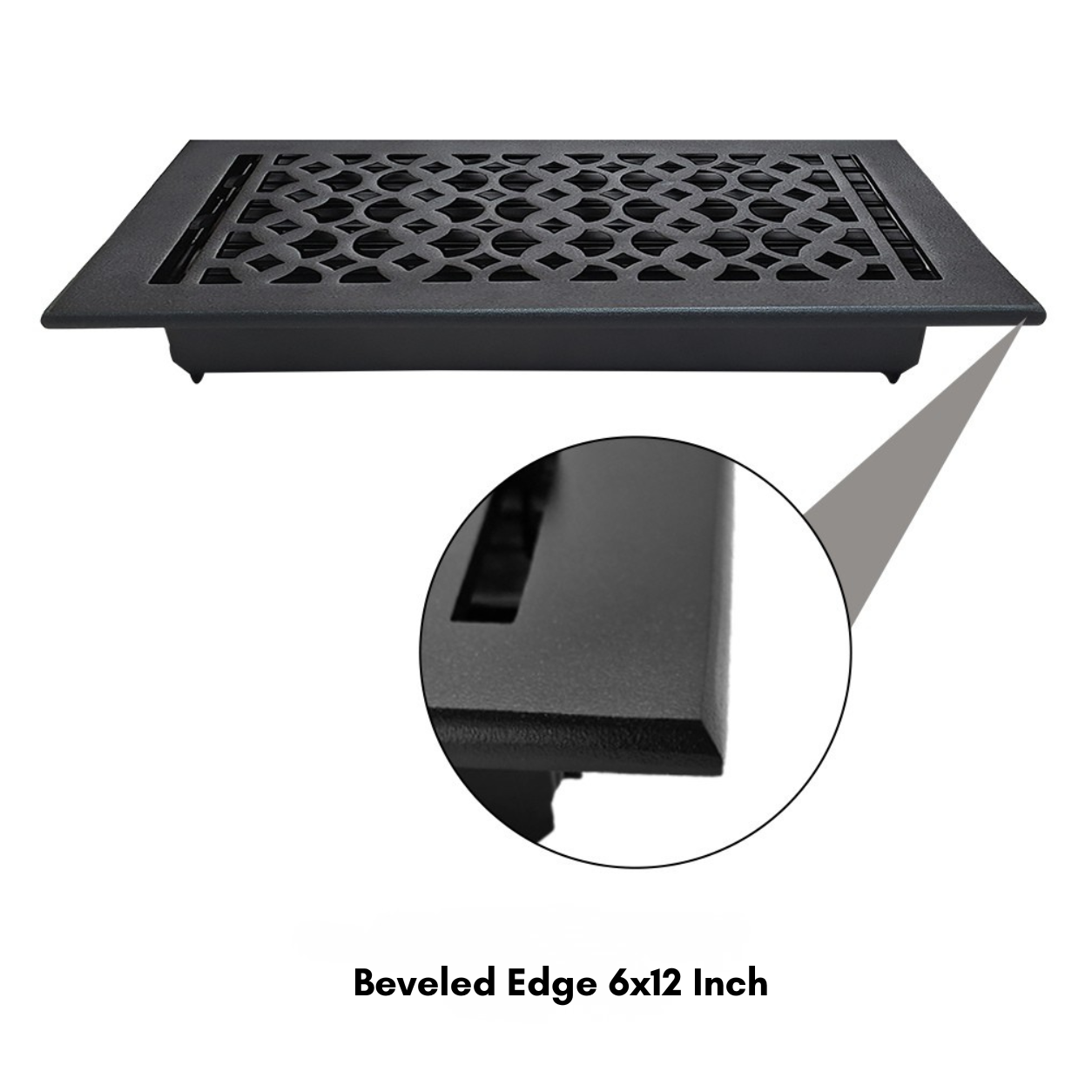 Cast Iron Floor Register 6" x 12” with Damper, Tudor Mushroom Design Vent Cover VR100