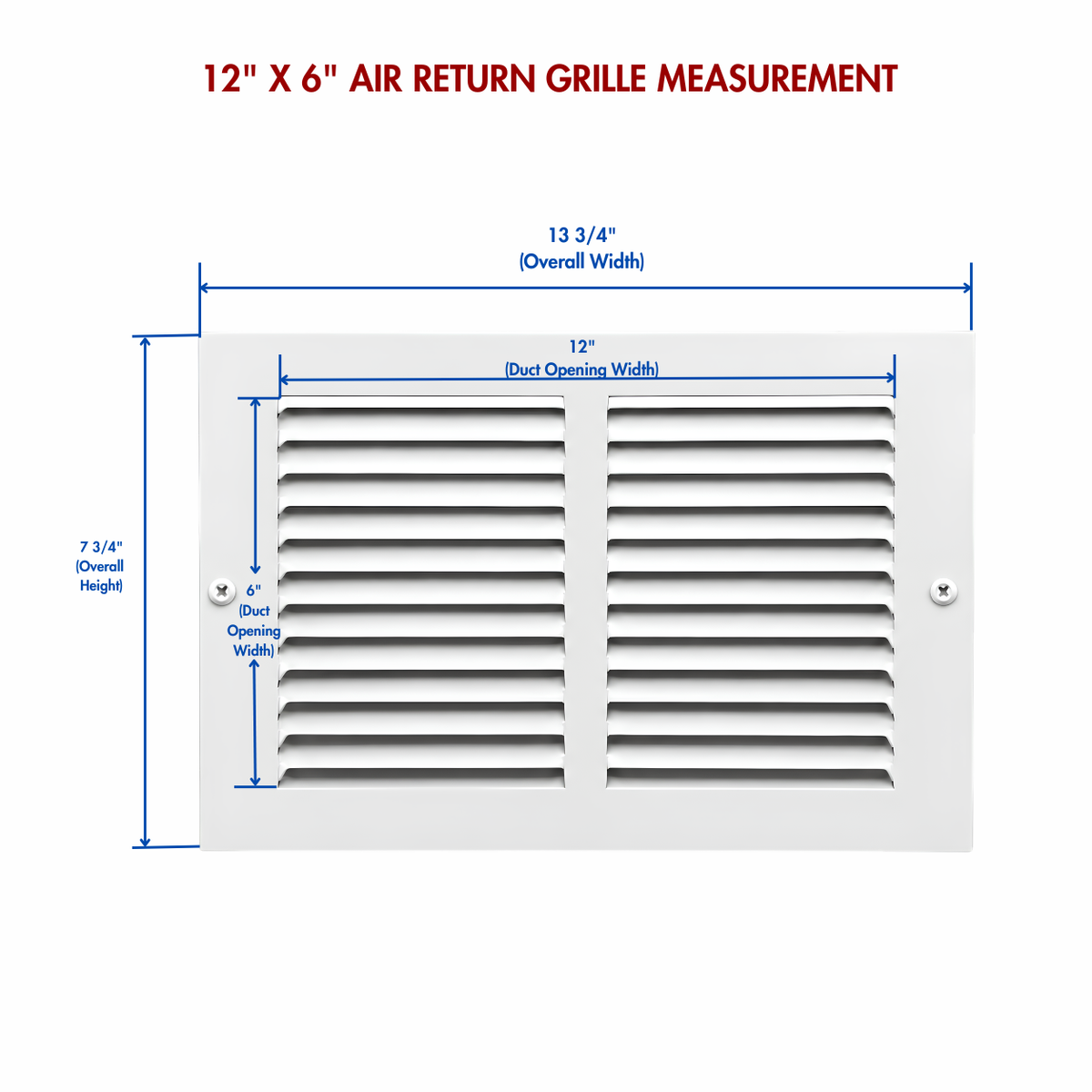12" x 6" white steel air return grille measurement.
