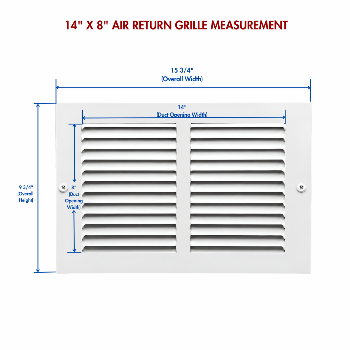 14" x 8" white steel air return grille measurement.
