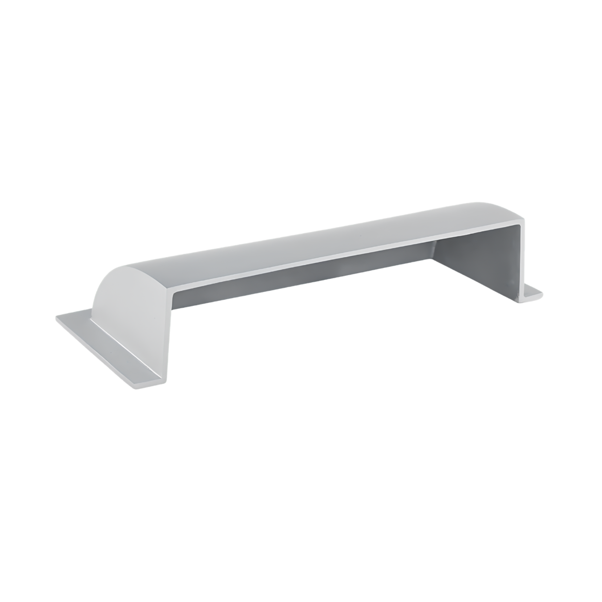 A 8x14 matte silver dome deflector design in a white background
