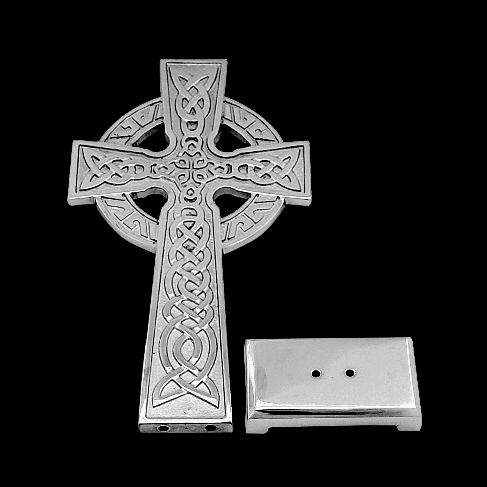 Decorative Brass Cross, 5-1/2" x 3" on Rectangle Base