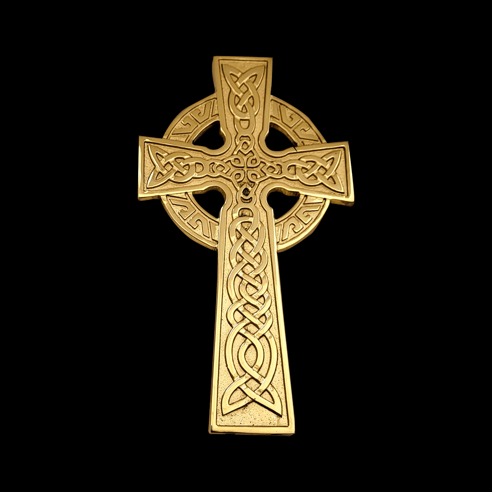 Decorative Brass Cross, 5-1/2" x 3" on Rectangle Base